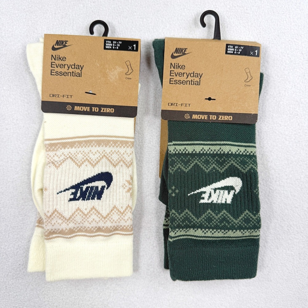 Nike Fair Isle Crew Socks 2 Pack / Size M (Womens 6 - 10), (Men 6 - 8)/ FZ3071